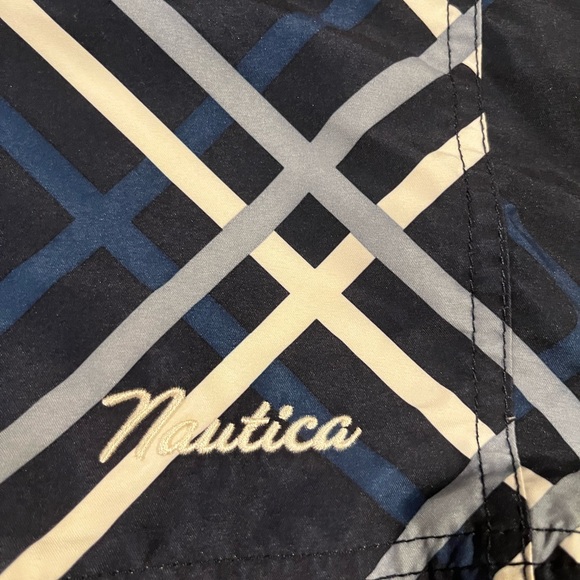 Nautica Men's Navy Plaid Swim Shorts - Picture 4 of 7